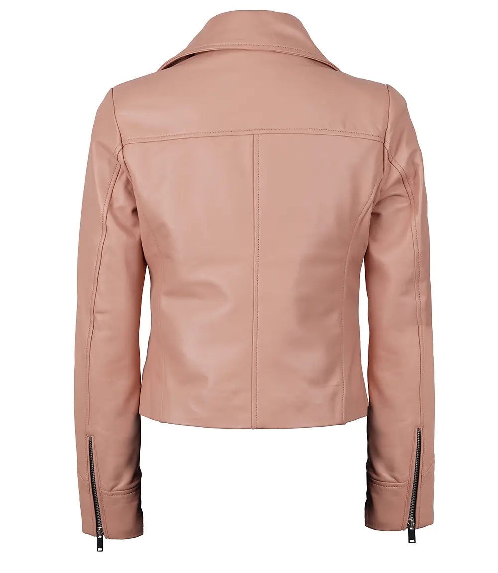 Pink leather jacket on a white background