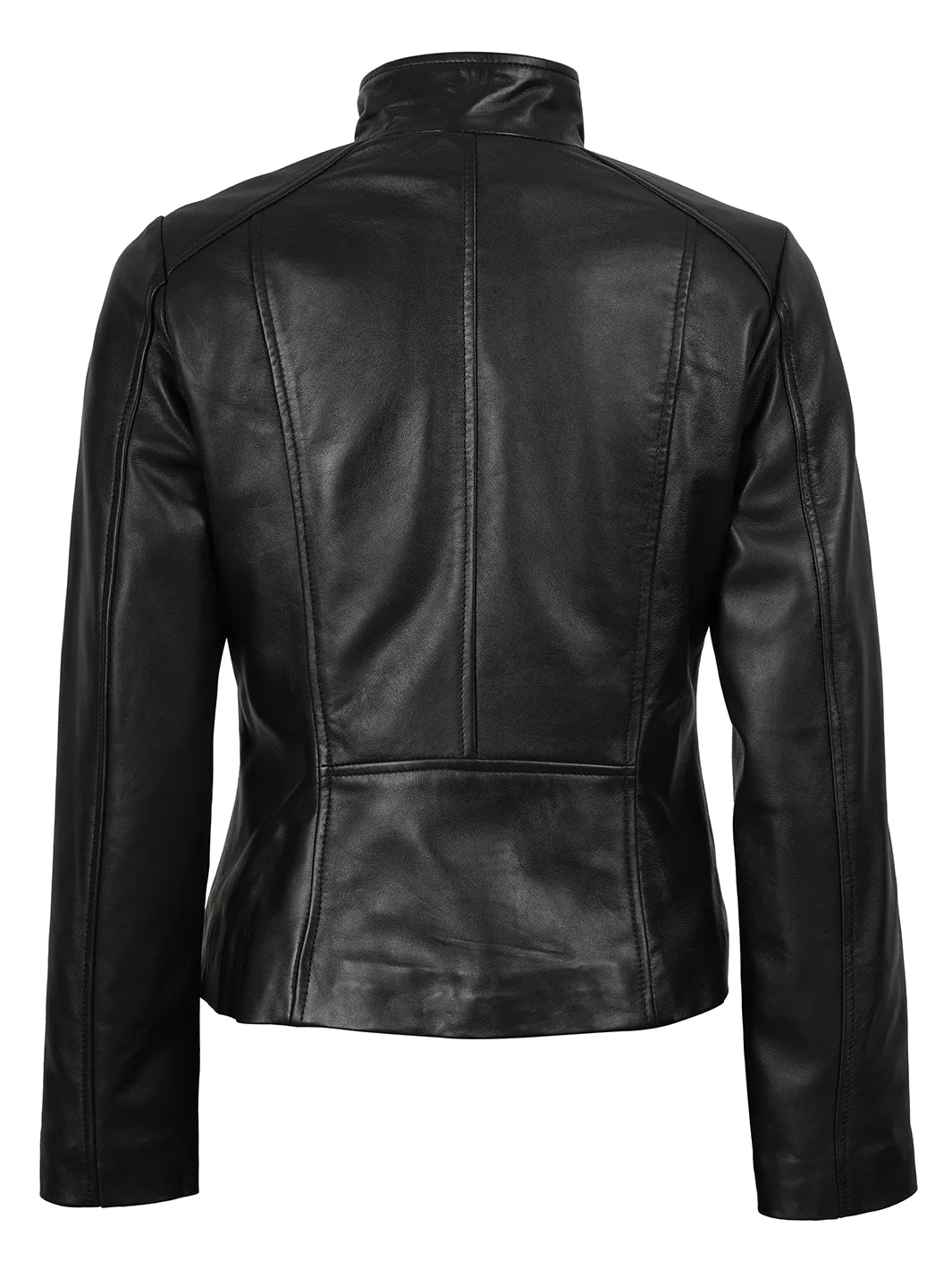 Black Flap Closure Cafe Racer Leather Jacket