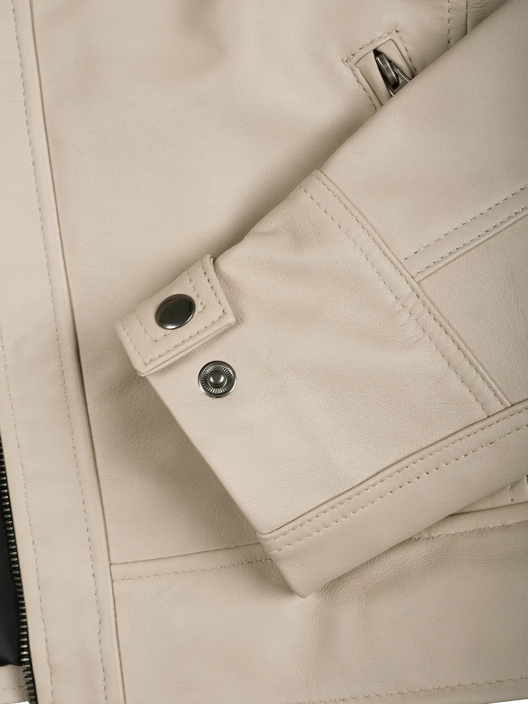 Mens Beige Leather Jacket Features 