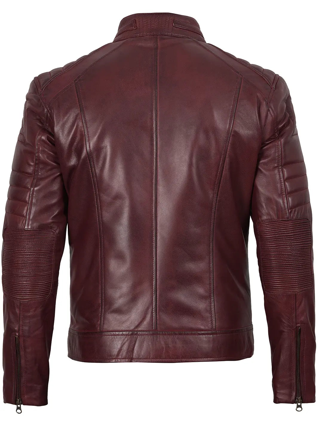 Mens Burgundy Cafe Racer Jacket