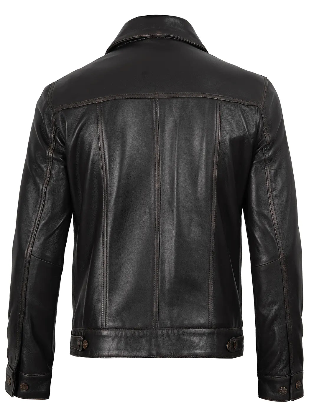 Mens Dark Brown Trucker Leather Jacket