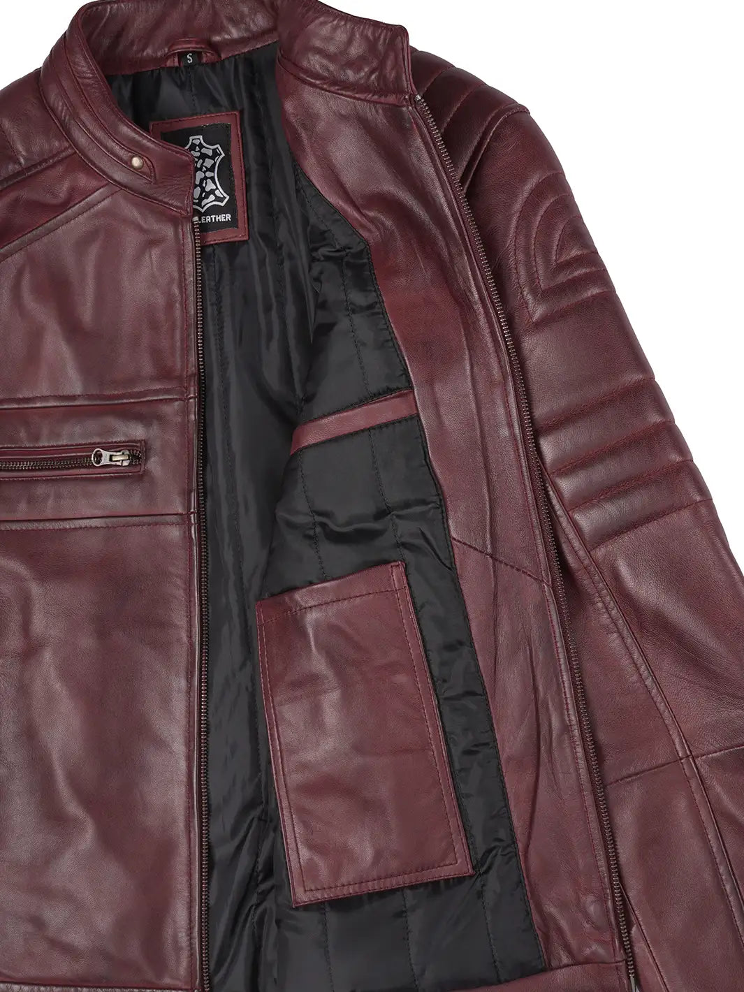 Mens Maroon Leather Jacket Features 