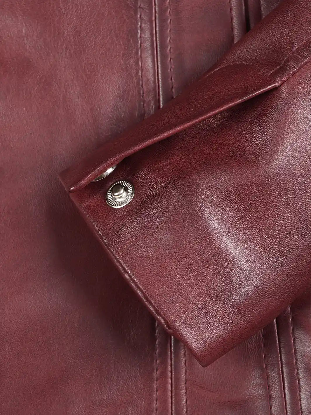 Real Leather Burgundy Blazer Three Button Womens