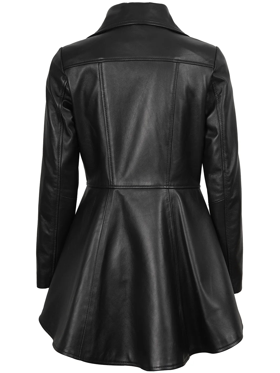 Womens Black Leather Jacket Peplum Style