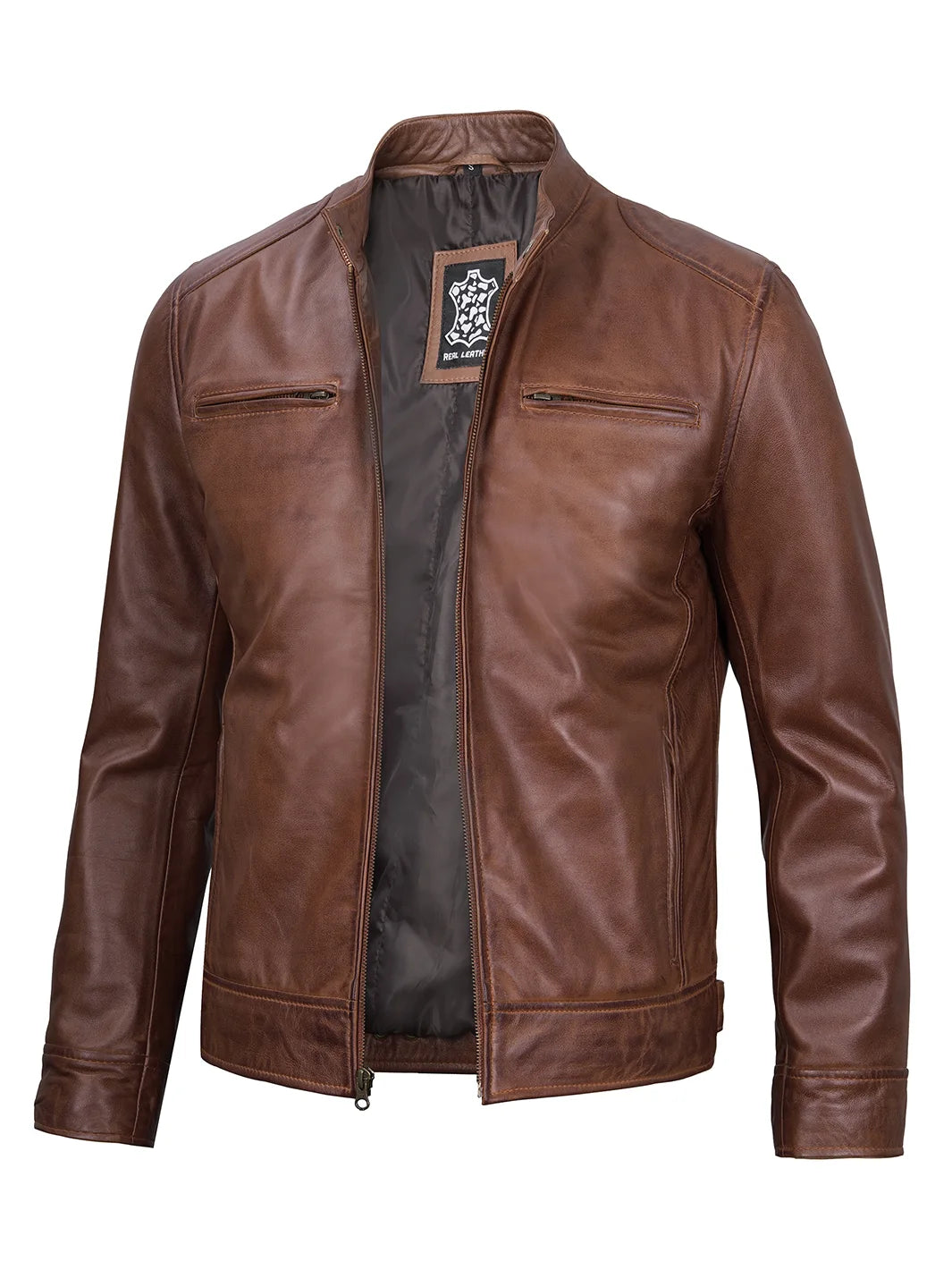 Mens cafe racer leather jacket