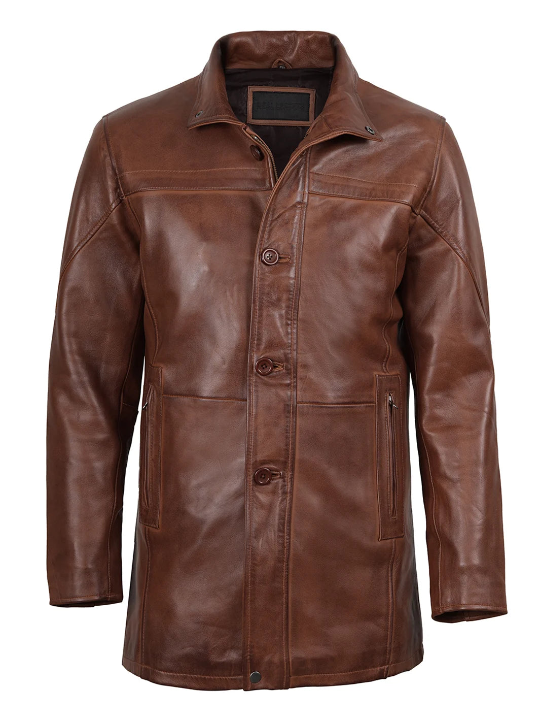 real leather coat brown 