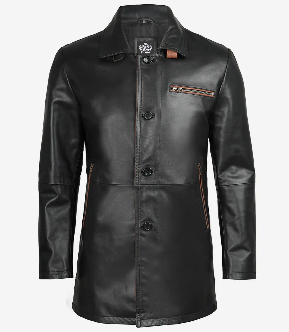 mens black coat real lambskin