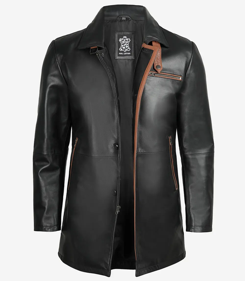 brown detailing black coat men 