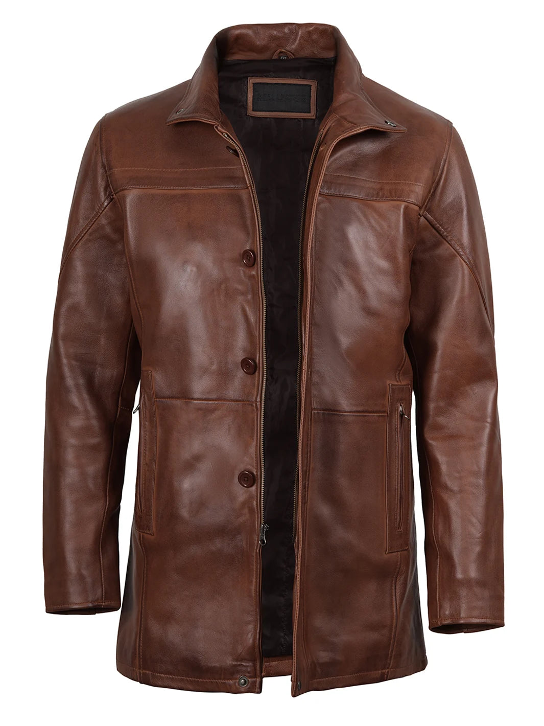 brown mens leather coat