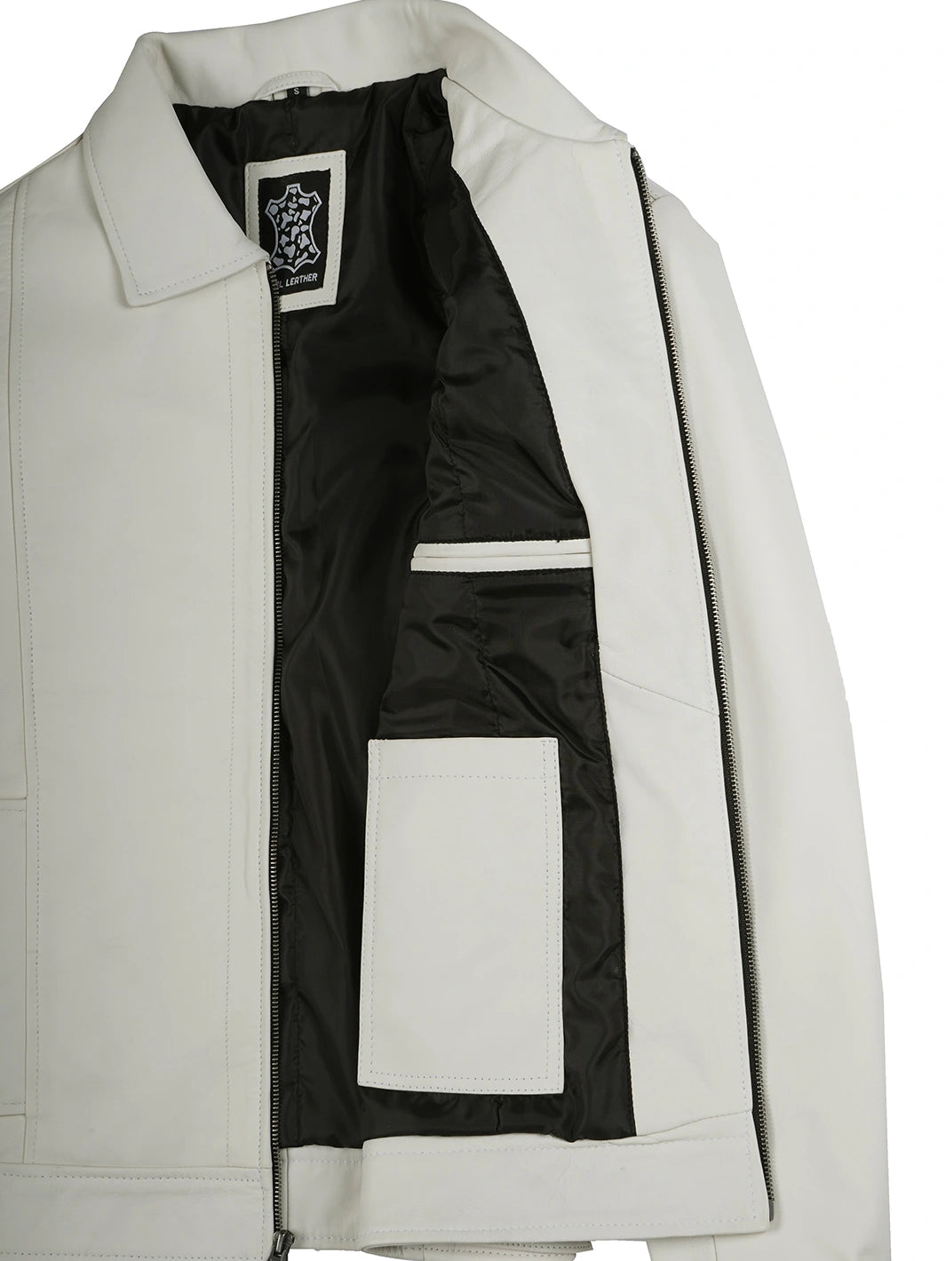 harrington real leather jacket white