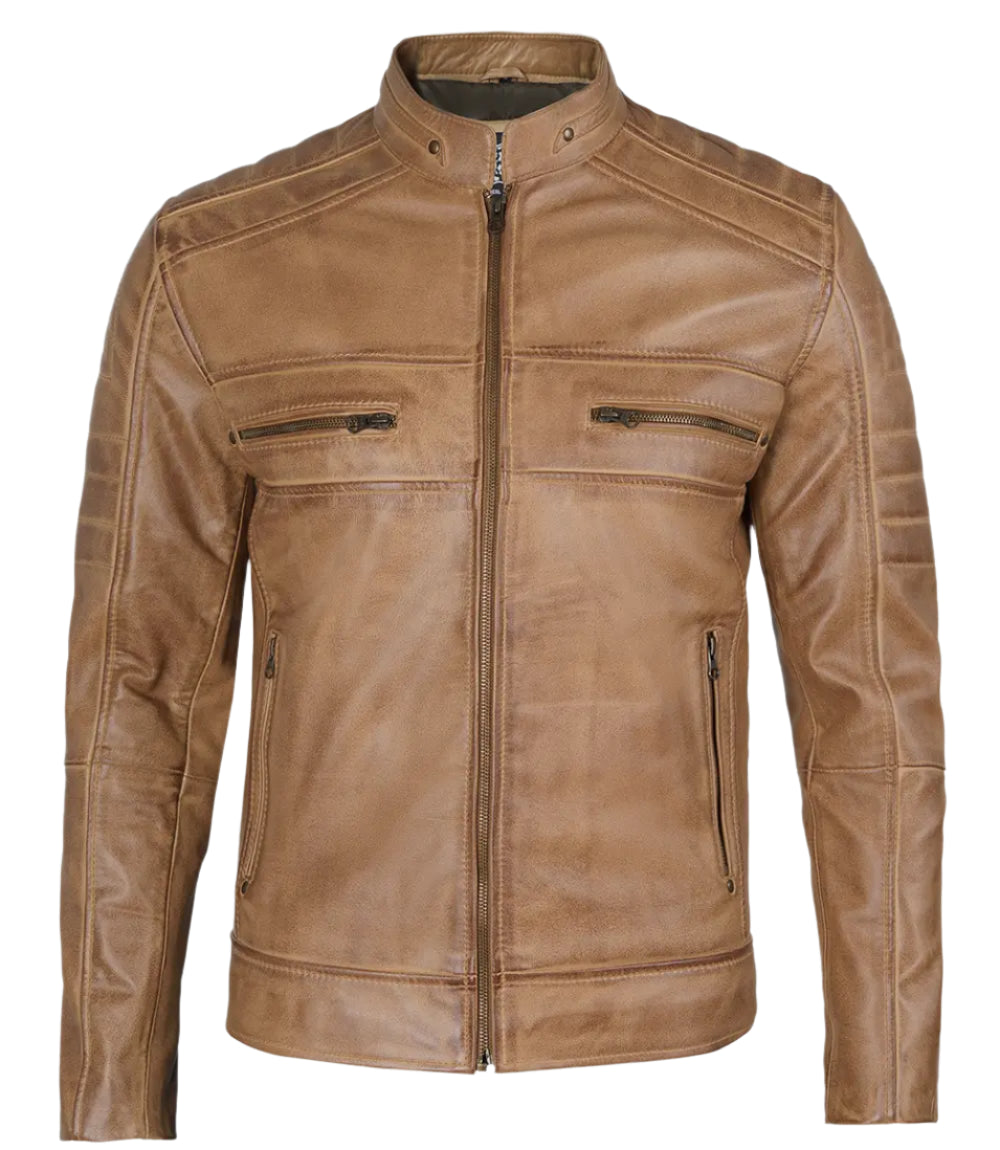 mens brown biker jacket