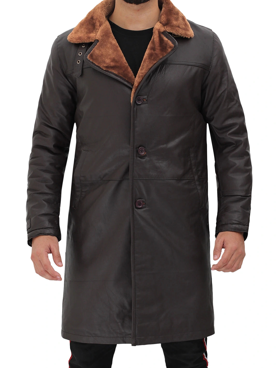 mens dark brown shearling jacket