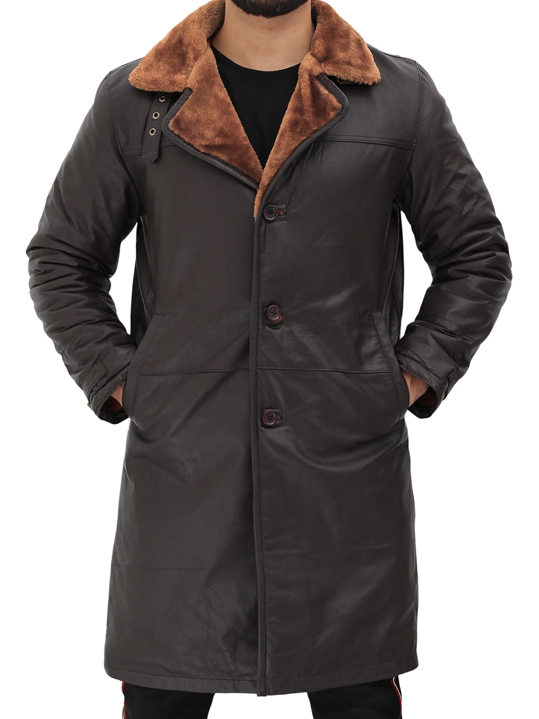 mens dark brown shearling jacket