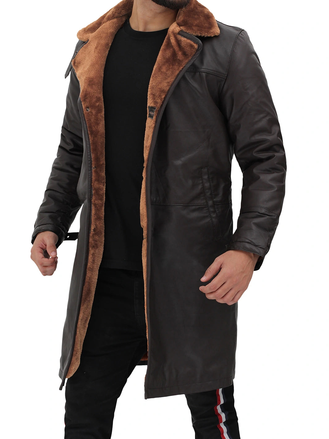 brown shearling jacket mens 