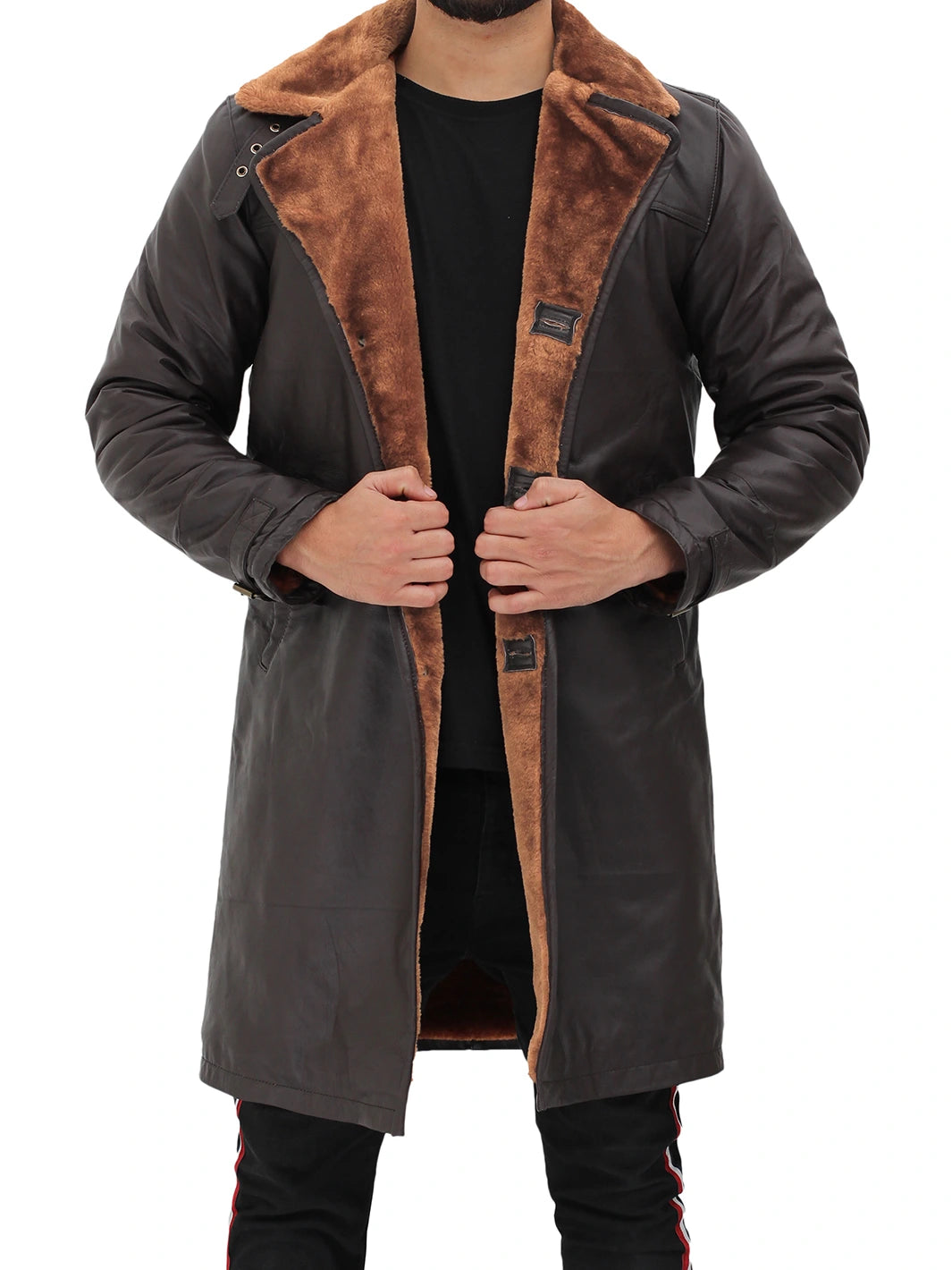 mens shearling jacket brown