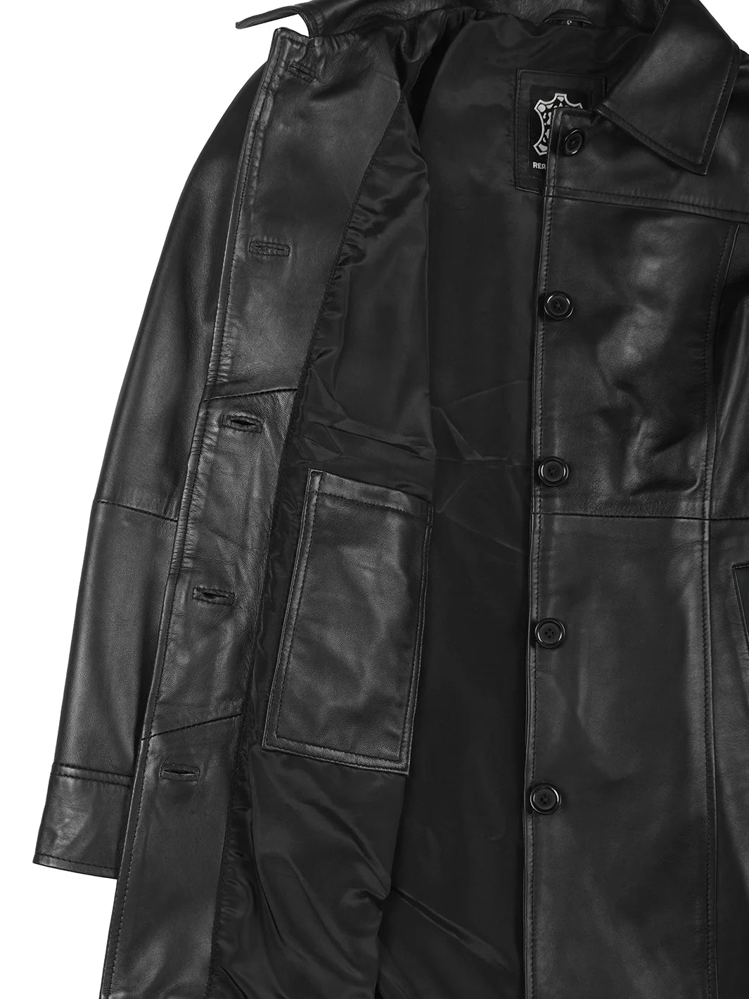 womens leather coat features